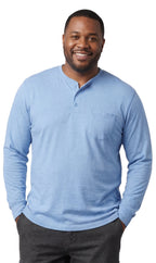 Men's Long Sleeve Henley shirt in cotton blend with 3 Button Placket & Chest Pocket