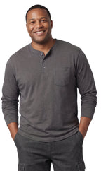 Men's Long Sleeve Henley shirt in cotton blend with 3 Button Placket & Chest Pocket