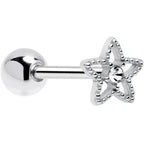 Clear Gem Star Texture Barbell Tongue Ring