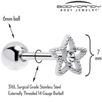 Clear Gem Star Texture Barbell Tongue Ring