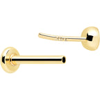 14k Solid Yellow Gold 2mm CZ Gem Threadless Push In Flat Back Stud