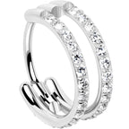20G Double Row Micro Gem Implant Grade Titanium Hinged Double Hoop Nose Ring