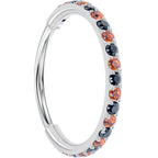 20G Micro Gem Titanium Hinged Nose Hoop - Black Orange Nose Ring